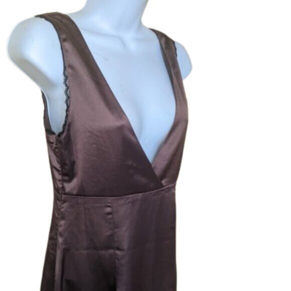 Brown Bronze Satin Dress Size Small - Picture 3 of 4
